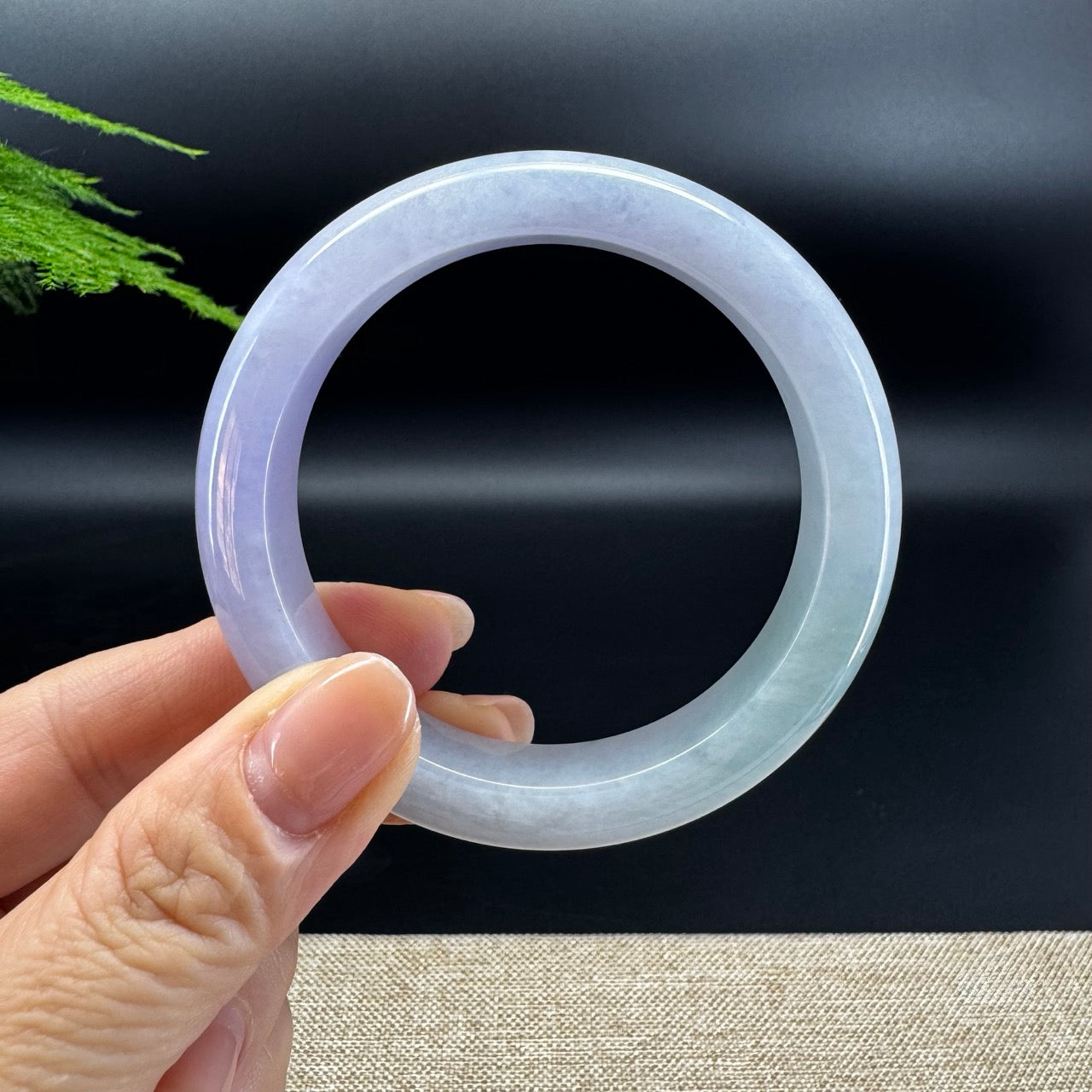 Genuine Burmese Lavender Green Jade Jadeite Bangle Bracelet (55mm )