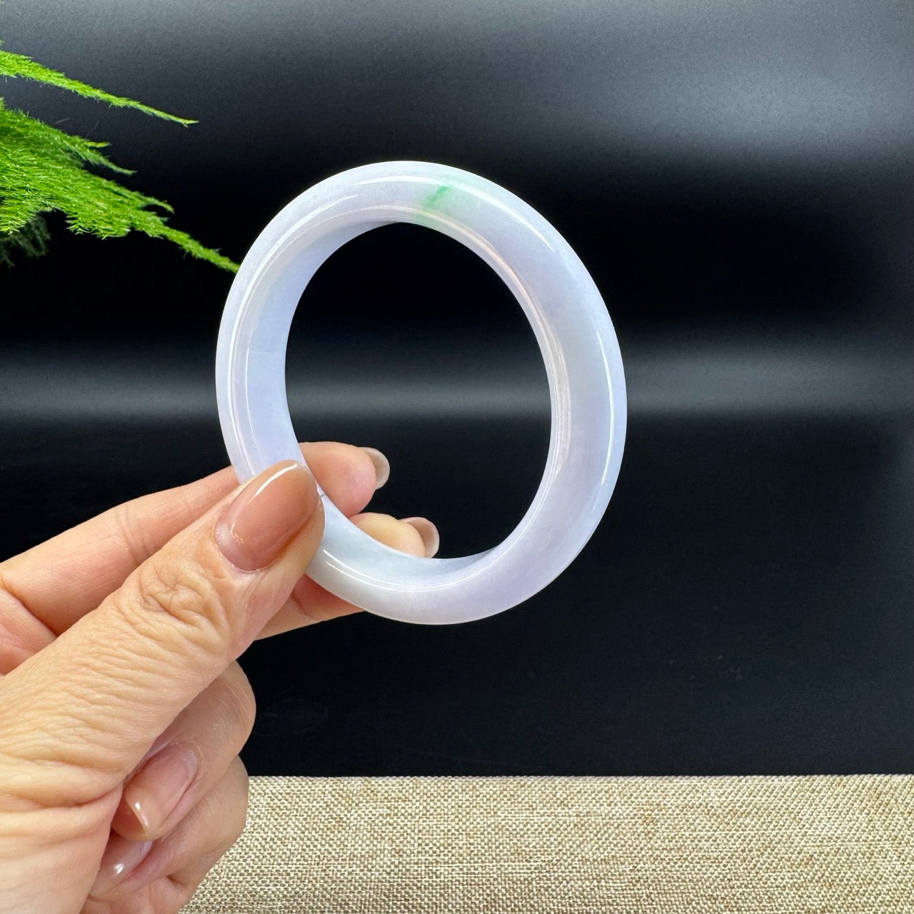 Genuine Burmese Light Lavender Green Jade Jadeite Bangle Bracelet (53mm )