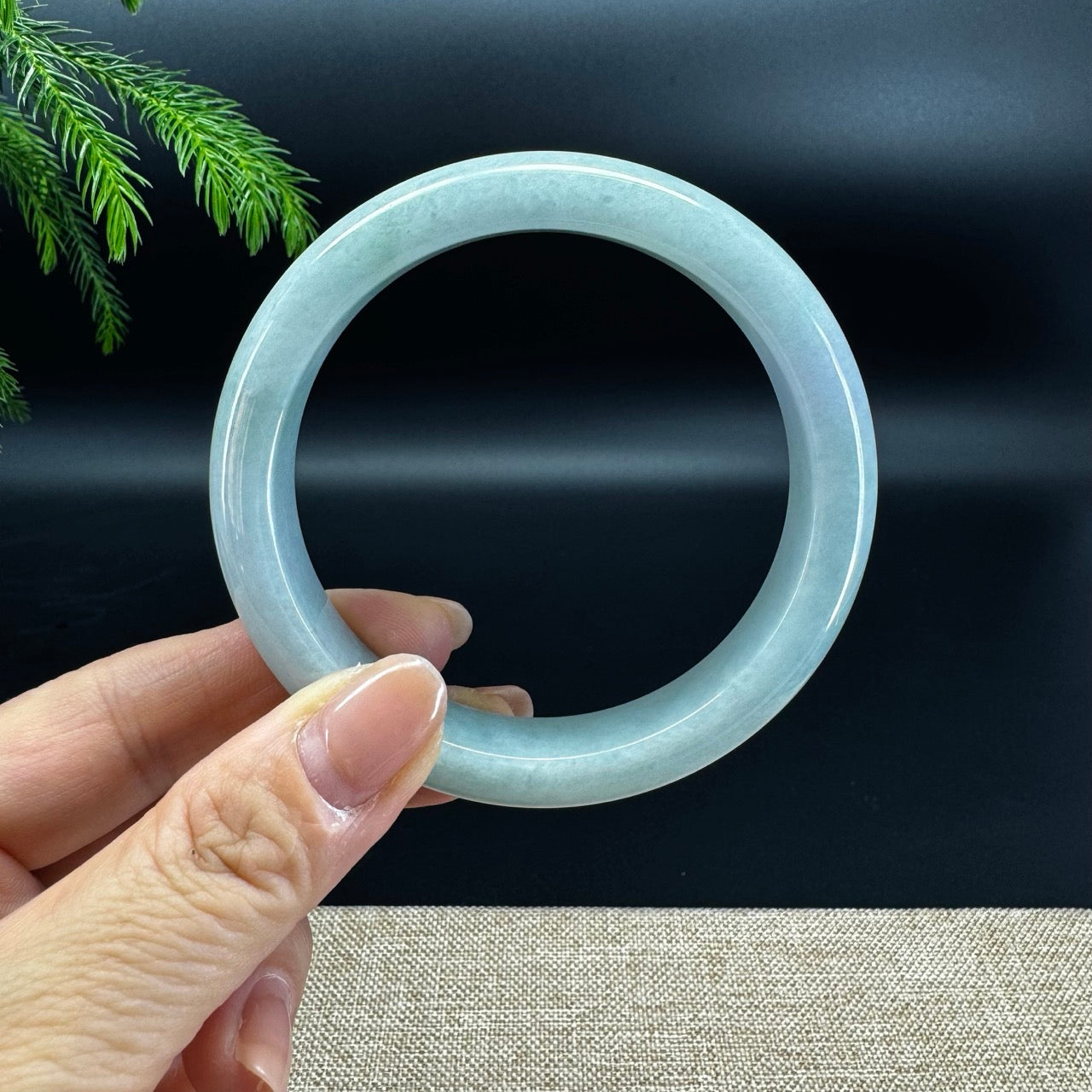 Genuine Burmese Lavender Green Jade Jadeite Bangle Bracelet ( 61.9mm )
