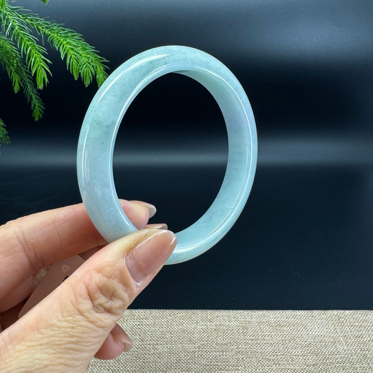 Genuine Burmese Lavender Green Jade Jadeite Bangle Bracelet ( 61.9mm )