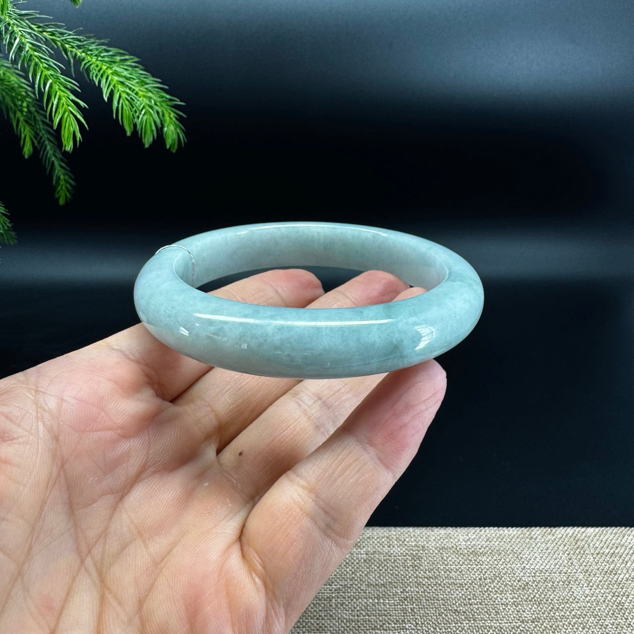 Genuine Burmese Lavender Green Jade Jadeite Bangle Bracelet ( 61.9mm )