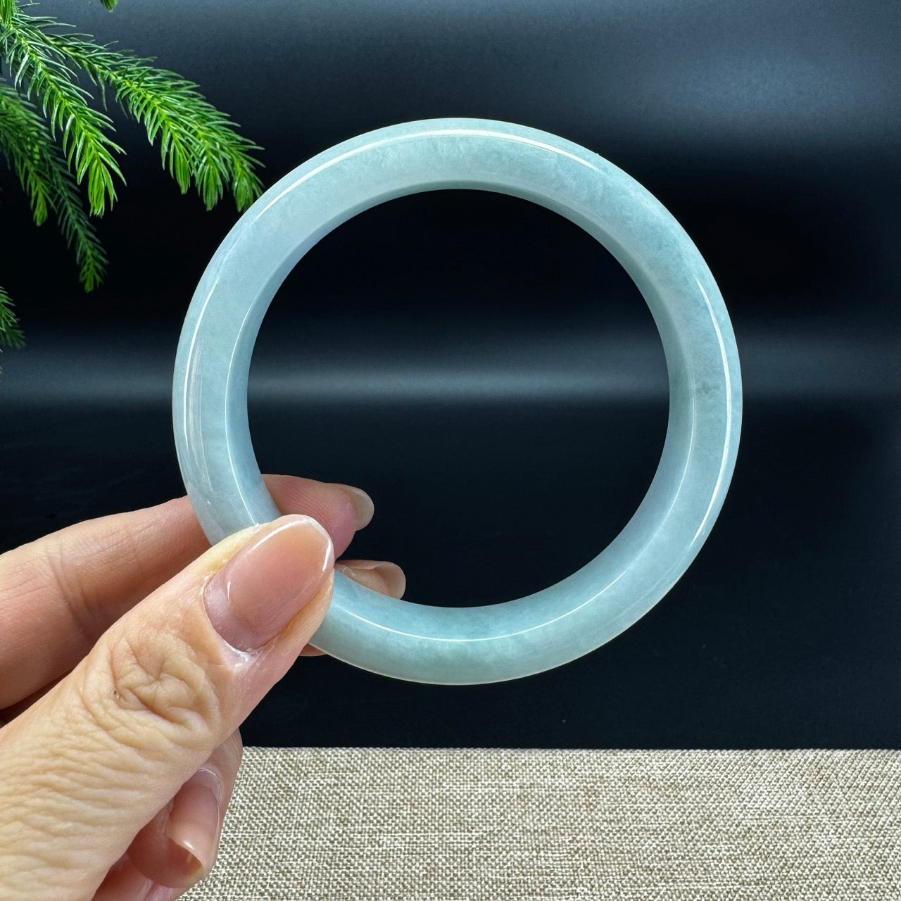 Genuine Burmese Lavender Green Jade Jadeite Bangle Bracelet ( 61.9mm )