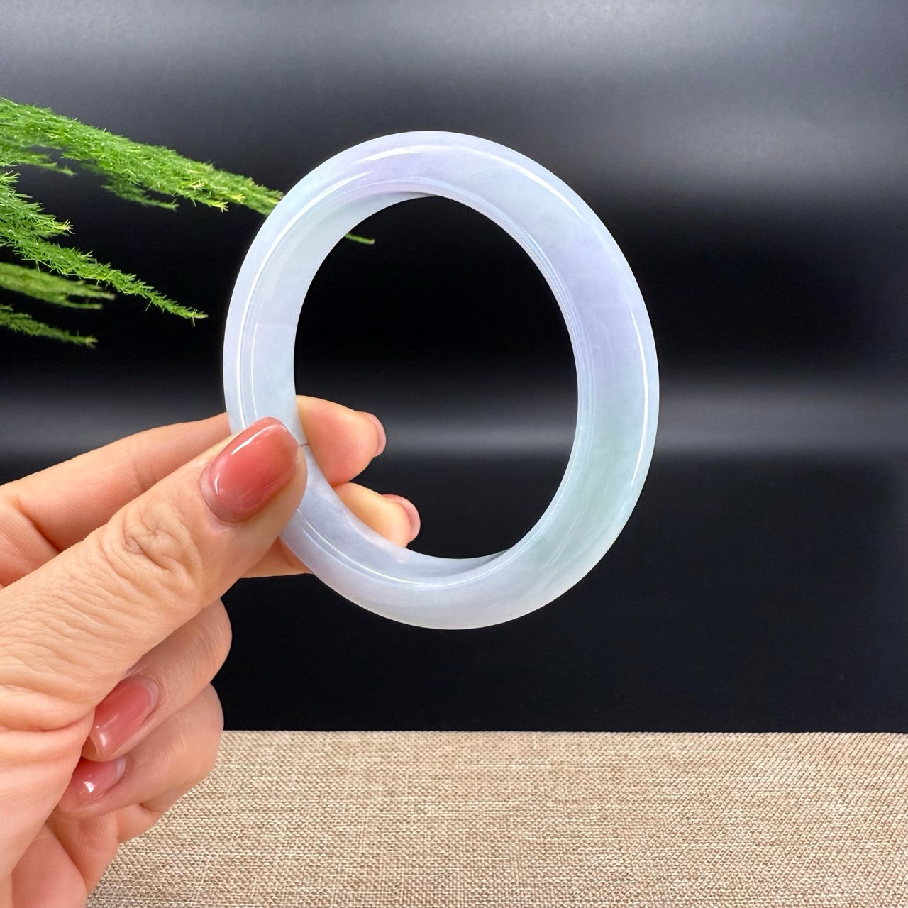 Genuine Burmese Lavender Green  Jade Jadeite Bangle Bracelet ( 57.8mm )