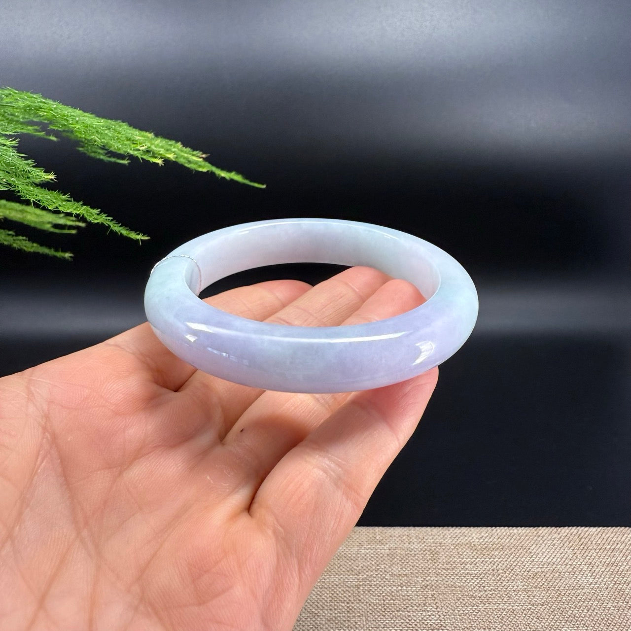 Genuine Burmese Lavender Green  Jade Jadeite Bangle Bracelet ( 57.8mm )