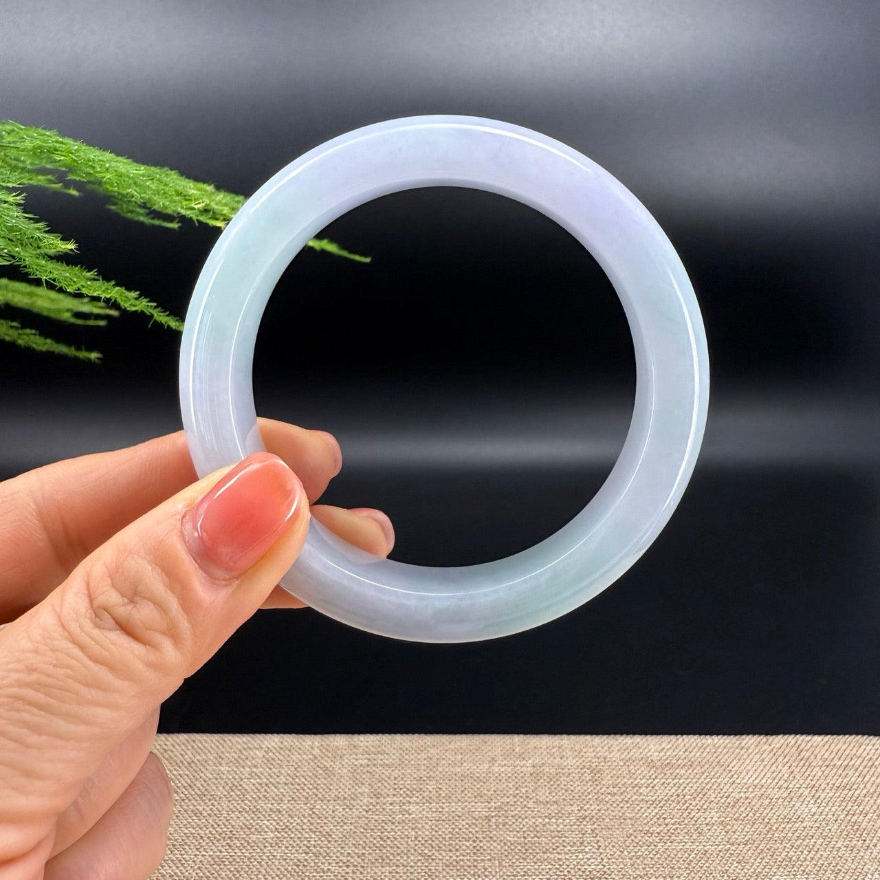 Genuine Burmese Lavender Green  Jade Jadeite Bangle Bracelet ( 57.8mm )