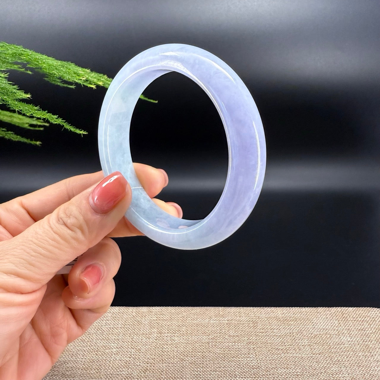 Genuine Burmese Lavender Green Jade Jadeite Bangle Bracelet ( 57.4mm )