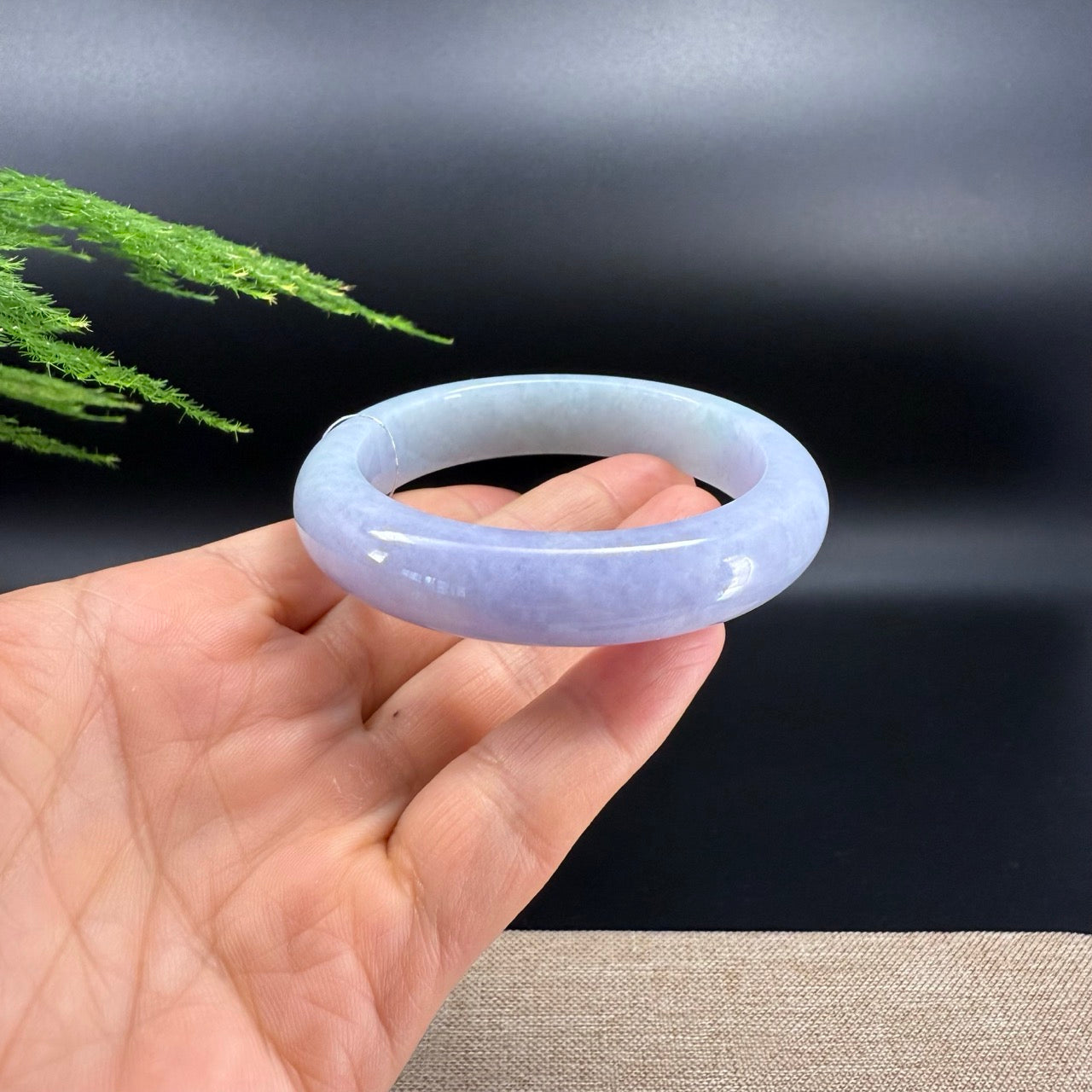 Genuine Burmese Lavender Green Jade Jadeite Bangle Bracelet ( 57.4mm )