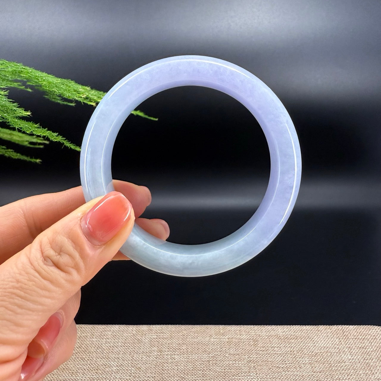 Genuine Burmese Lavender Green Jade Jadeite Bangle Bracelet ( 57.4mm )