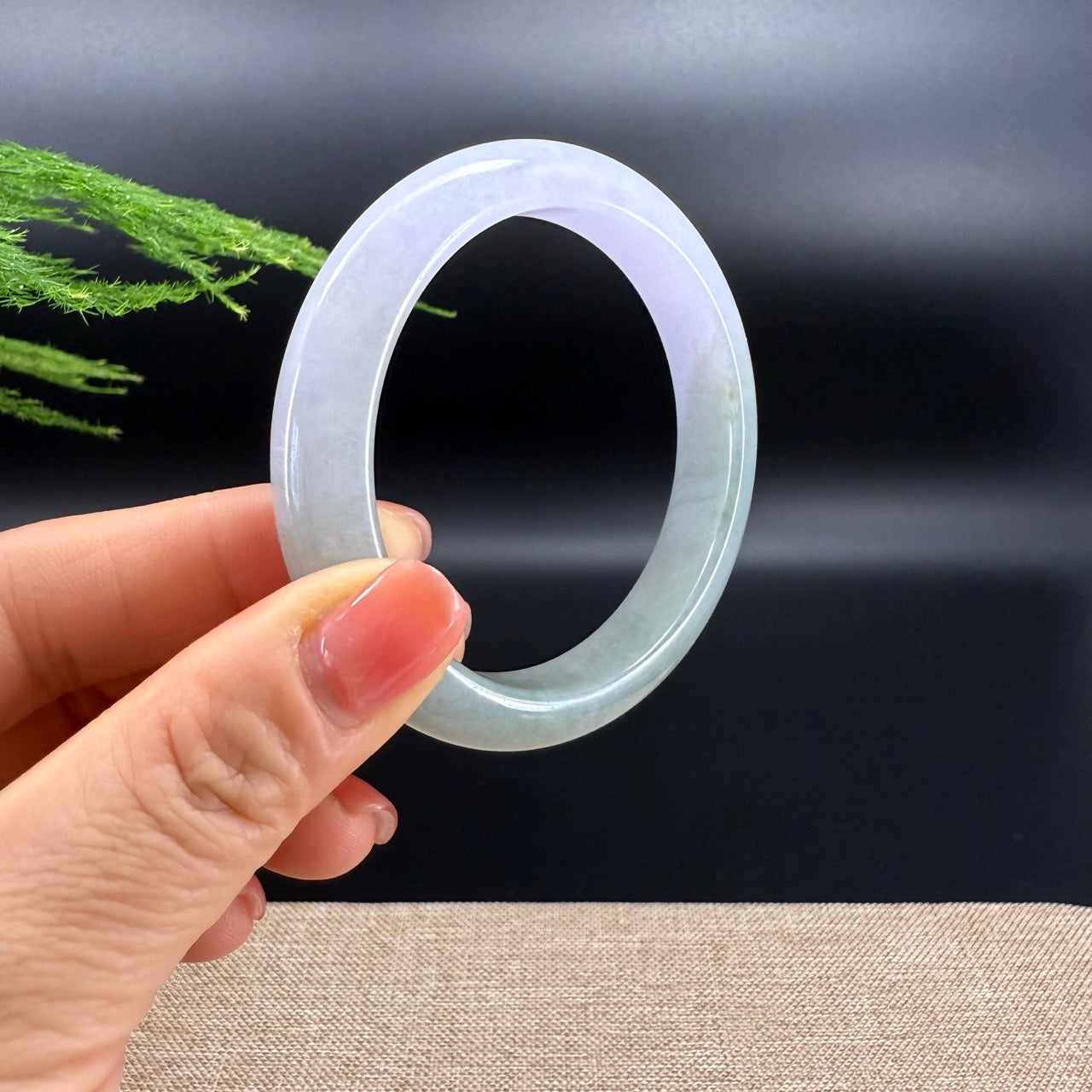 Genuine Burmese Lavender Green Jade Jadeite Bangle Bracelet ( 57.5mm )