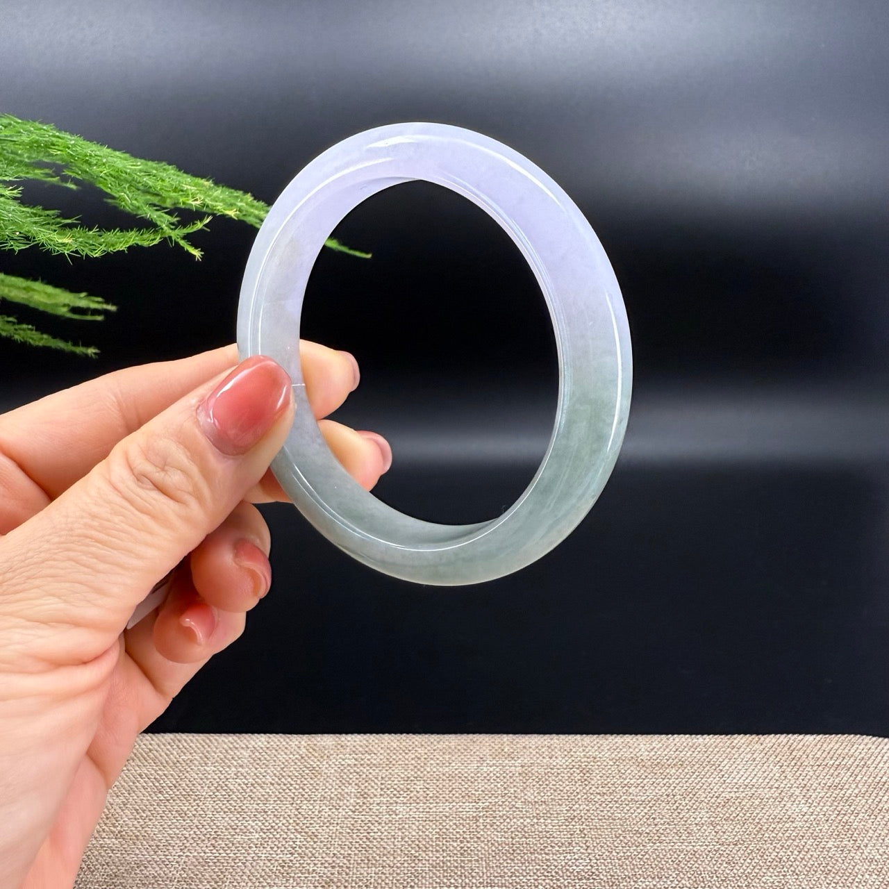 Genuine Burmese Lavender Green Jade Jadeite Bangle Bracelet ( 57.5mm )