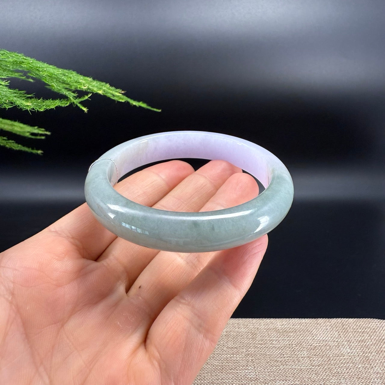 Genuine Burmese Lavender Green Jade Jadeite Bangle Bracelet ( 57.5mm )