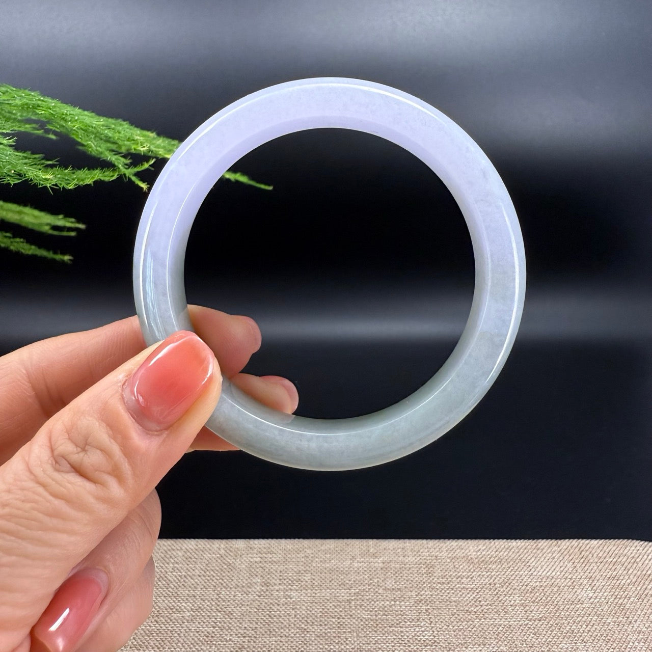 Genuine Burmese Lavender Green Jade Jadeite Bangle Bracelet ( 57.5mm )