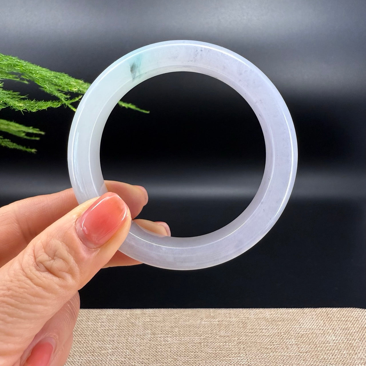 Genuine Burmese Icy Lavender Green Jade Jadeite Bangle Bracelet ( 58.1mm )