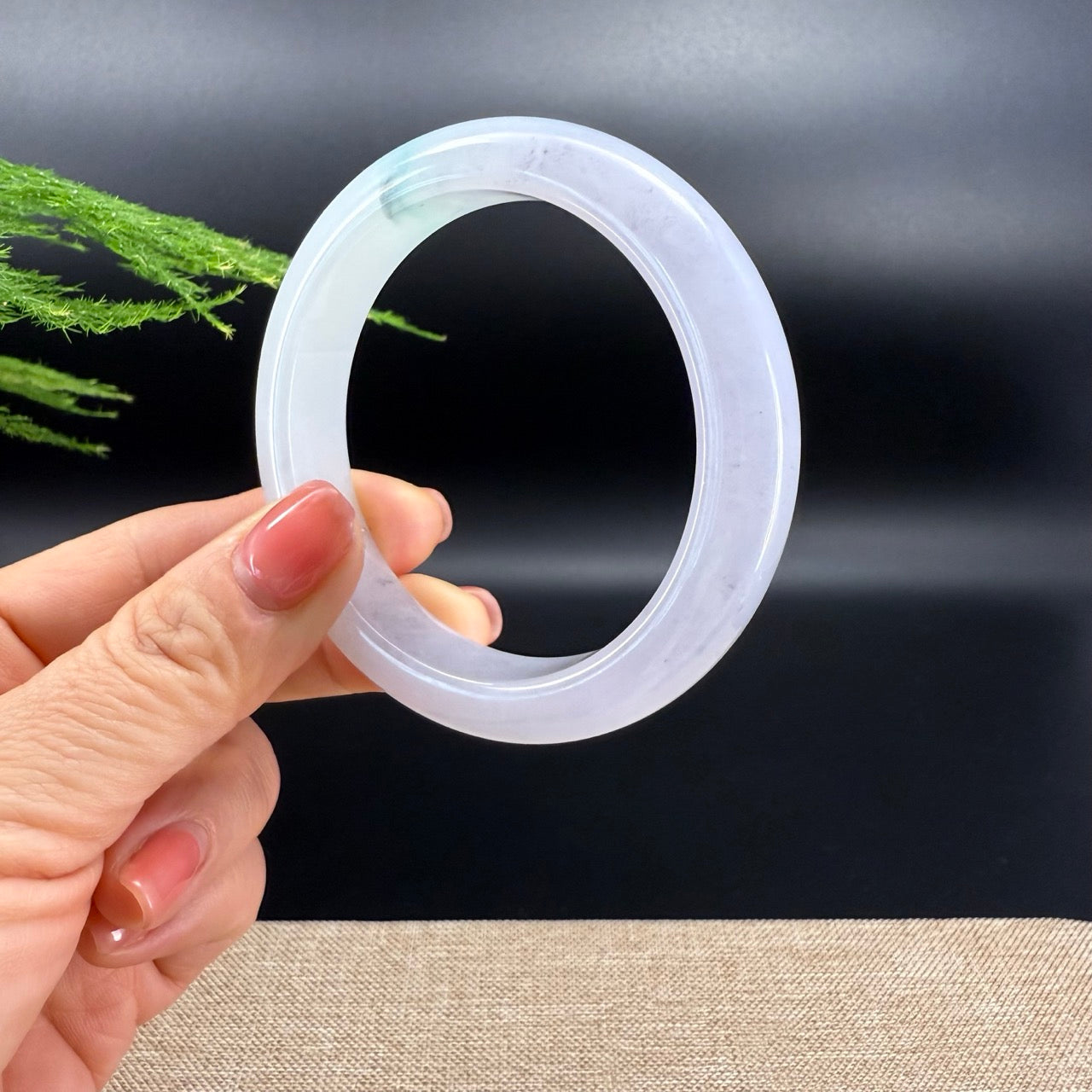 Genuine Burmese Icy Lavender Green Jade Jadeite Bangle Bracelet ( 58.1mm )