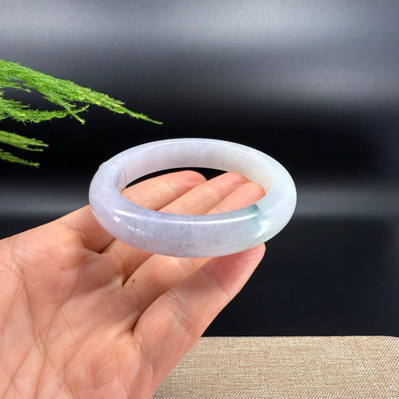 Genuine Burmese Icy Lavender Green Jade Jadeite Bangle Bracelet ( 58.1mm )