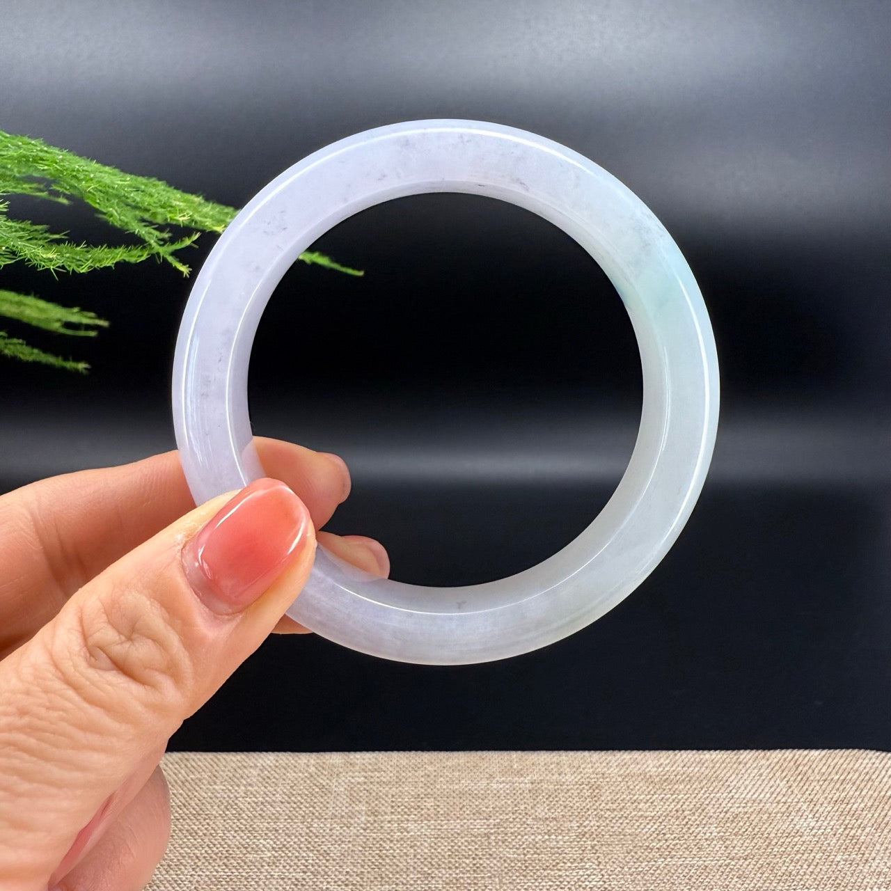 Genuine Burmese Icy Lavender Green Jade Jadeite Bangle Bracelet ( 58.1mm )