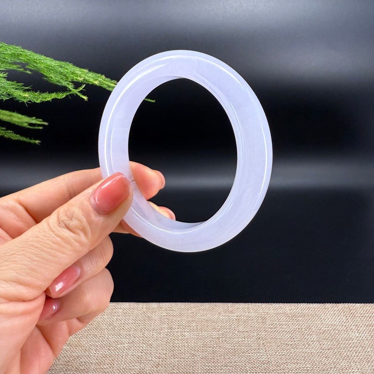 Genuine Burmese Icy Lavender Jadeite Jade Bangle Bracelet (55.9mm)