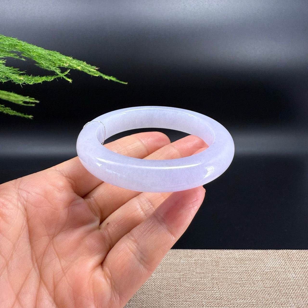 Genuine Burmese Icy Lavender Jadeite Jade Bangle Bracelet (55.9mm)