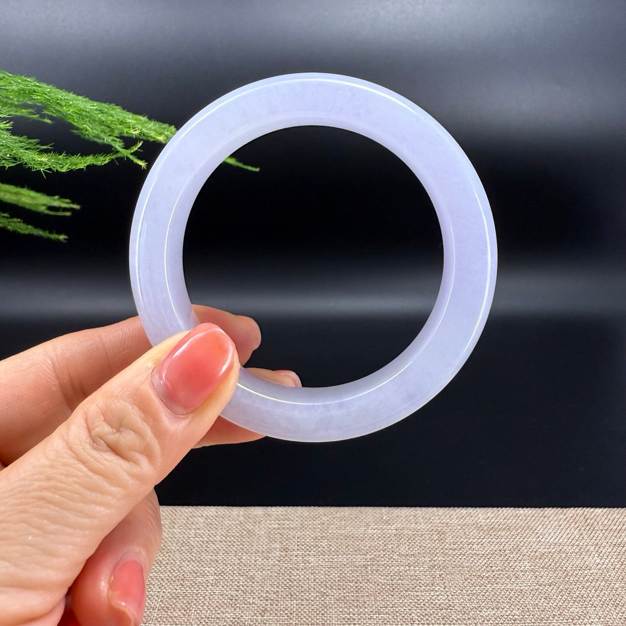 Genuine Burmese Icy Lavender Jadeite Jade Bangle Bracelet (55.9mm)