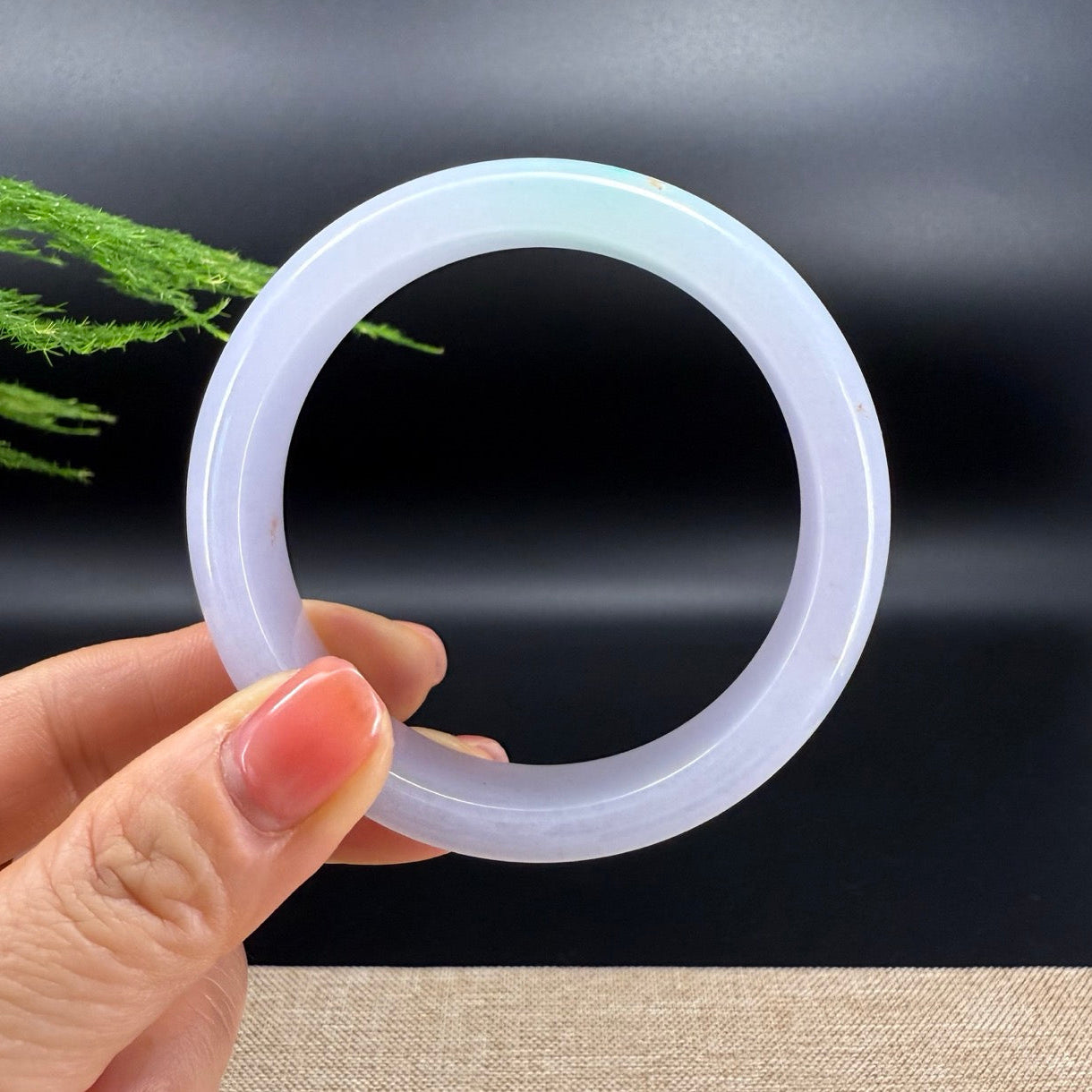 Genuine Burmese Icy Lavender Green Jade Jadeite Bangle Bracelet (58.5mm)