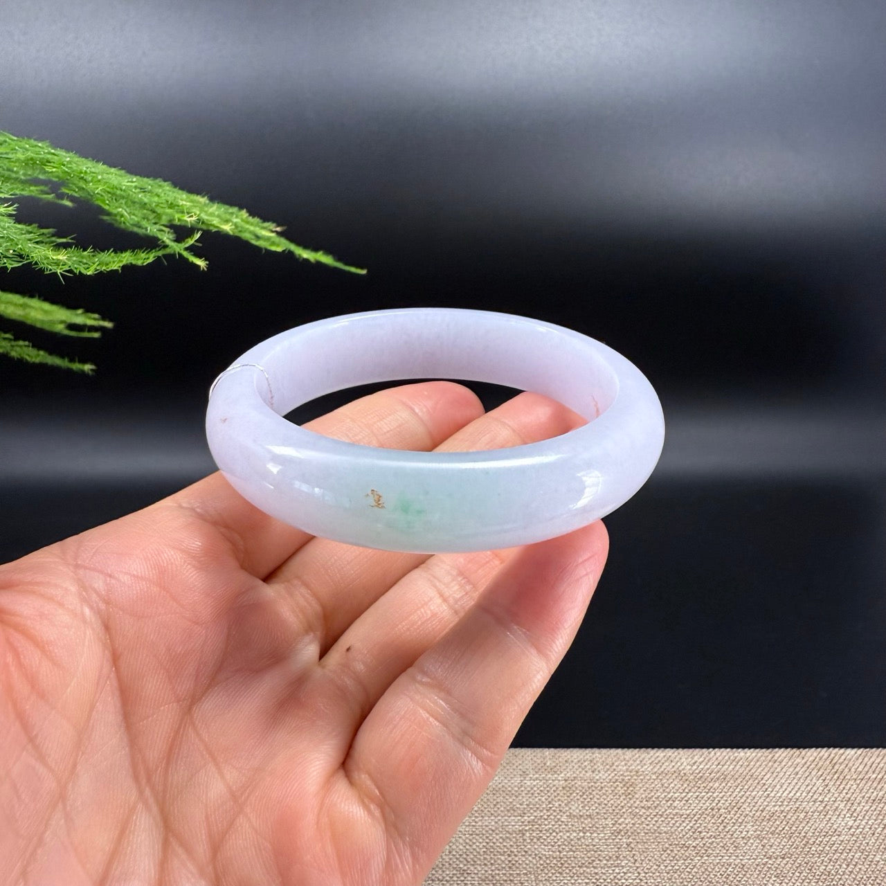 Genuine Burmese Icy Lavender Green Jade Jadeite Bangle Bracelet (58.5mm)