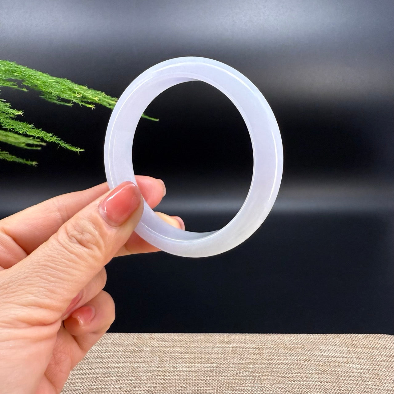 Genuine Burmese Lavender Green Jade Jadeite Bangle Bracelet ( 56.7mm )