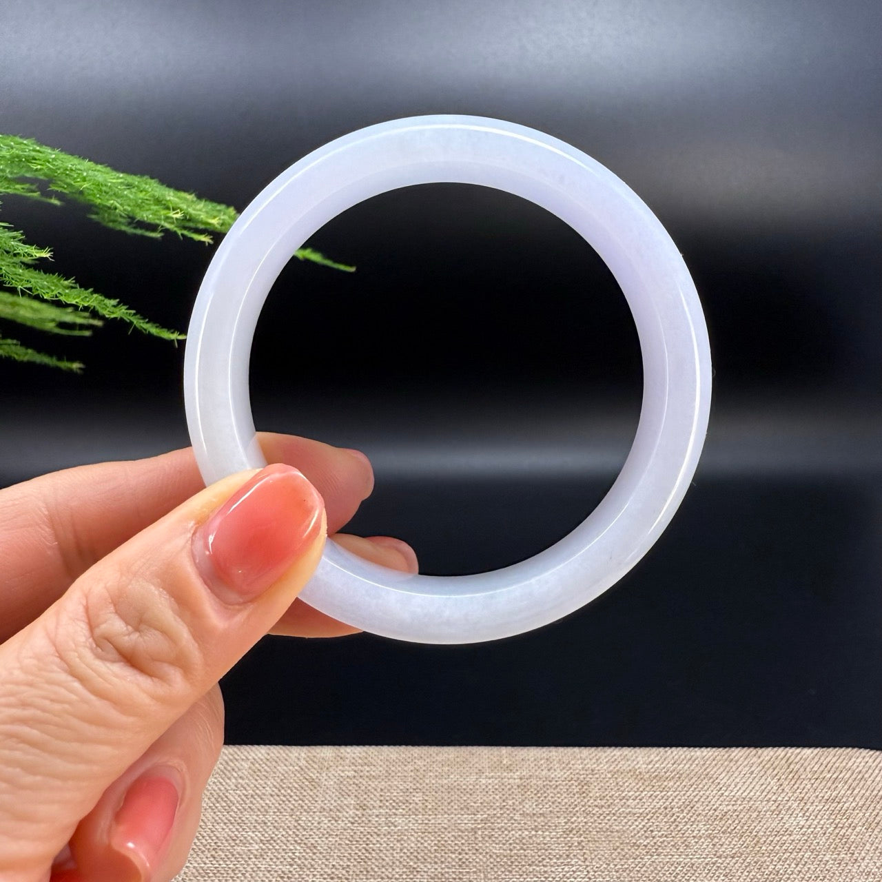 Genuine Burmese Lavender Green Jade Jadeite Bangle Bracelet ( 56.7mm )