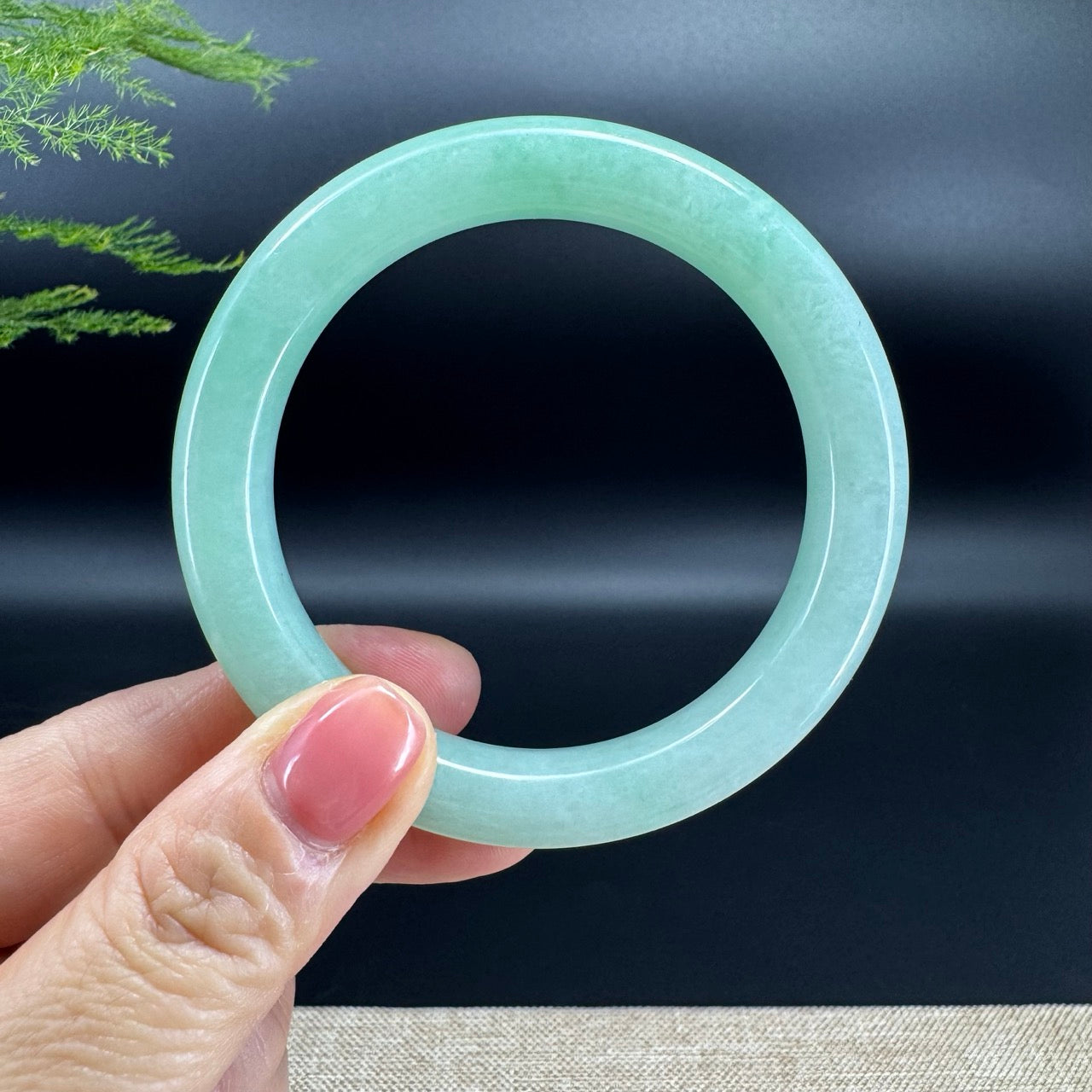 Genuine Burmese Grape Green Jade Jadeite Bangle Bracelet (56mm)
