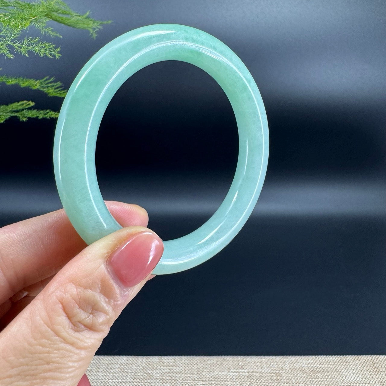 Genuine Burmese Grape Green Jade Jadeite Bangle Bracelet (56mm)