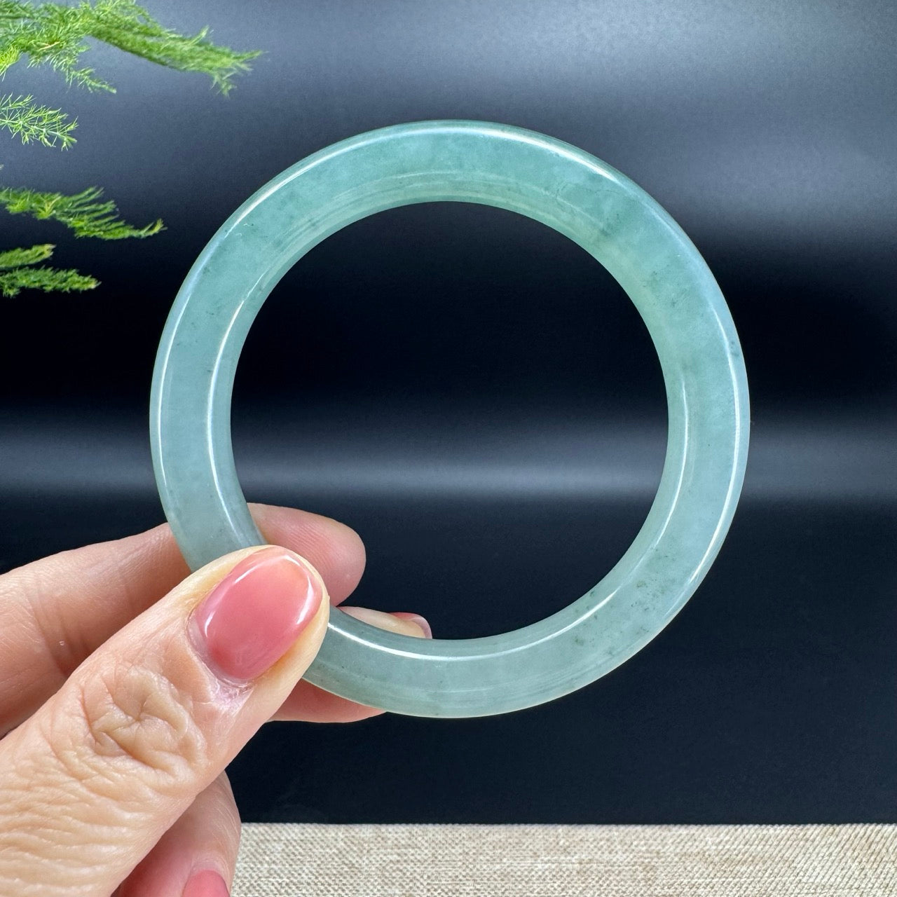 Genuine Burmese Botton Green Jade Jadeite Bangle Bracelet ( 56.2mm )
