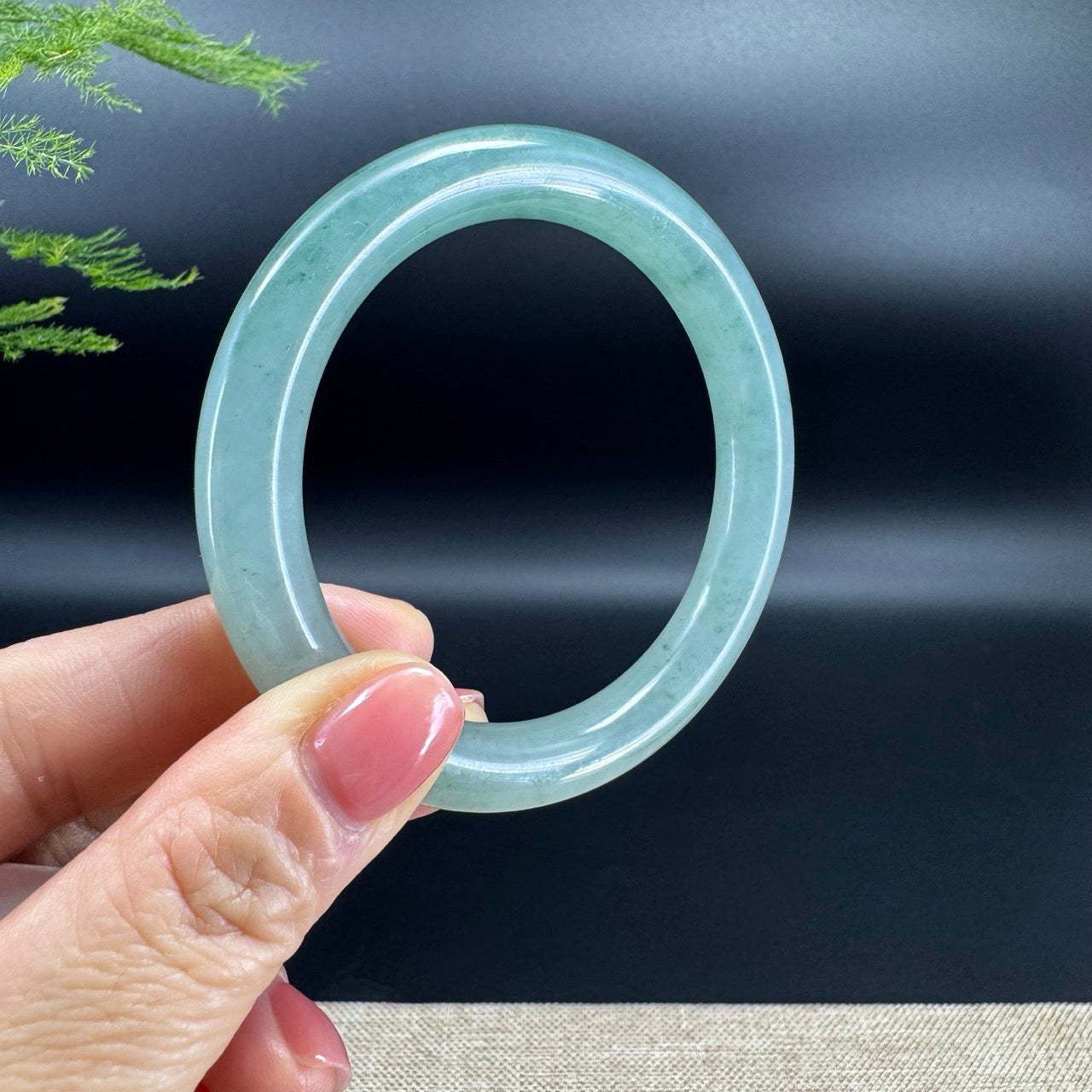 Genuine Burmese Botton Green Jade Jadeite Bangle Bracelet ( 56.2mm )