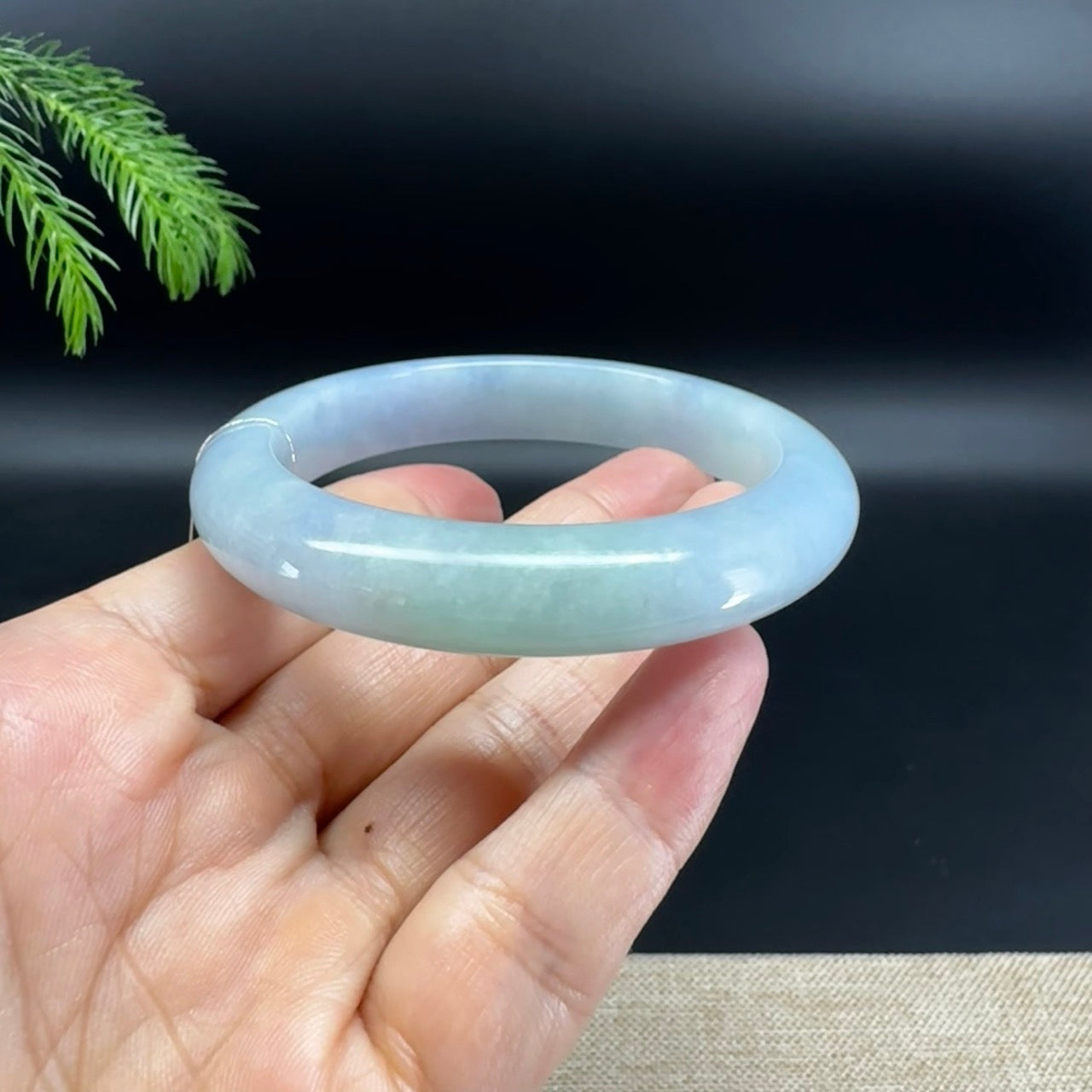 Genuine Burmese Lavender Green Jade Jadeite Bangle Bracelet ( 57.4mm )