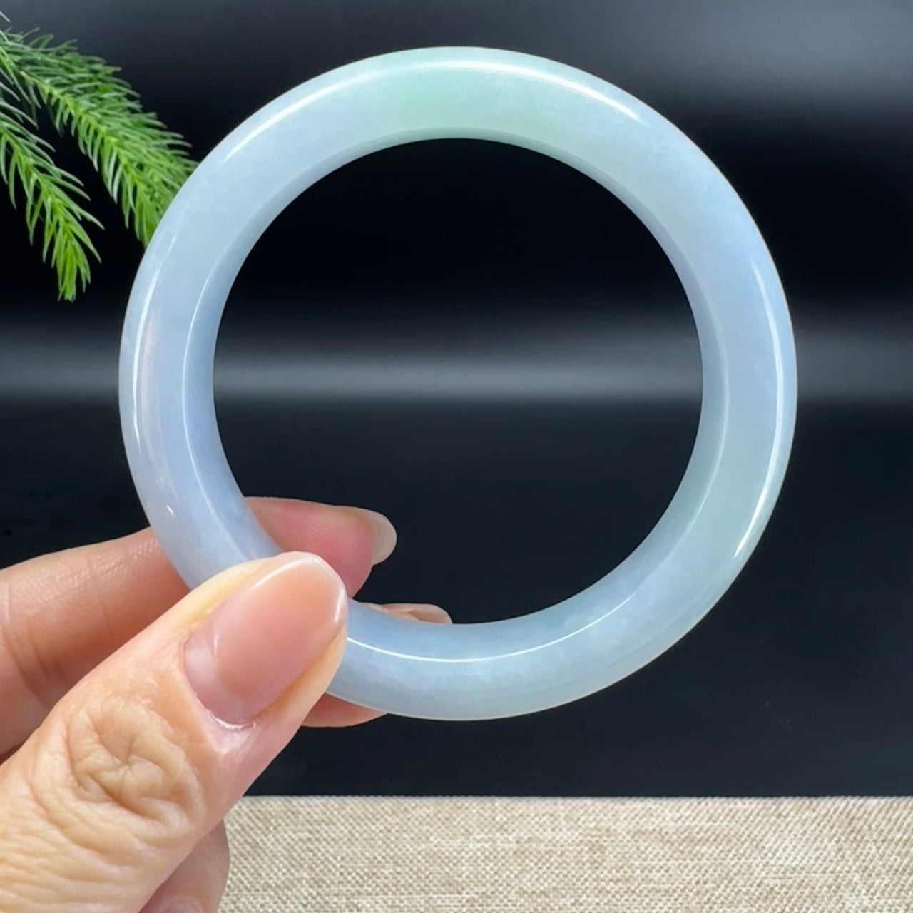 Genuine Burmese Lavender Green Jade Jadeite Bangle Bracelet ( 57.4mm )