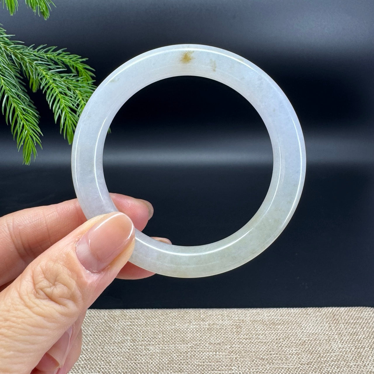 Genuine Burmese Icy Yellow Jade Jadeite Bangle Bracelet (52.7mm)