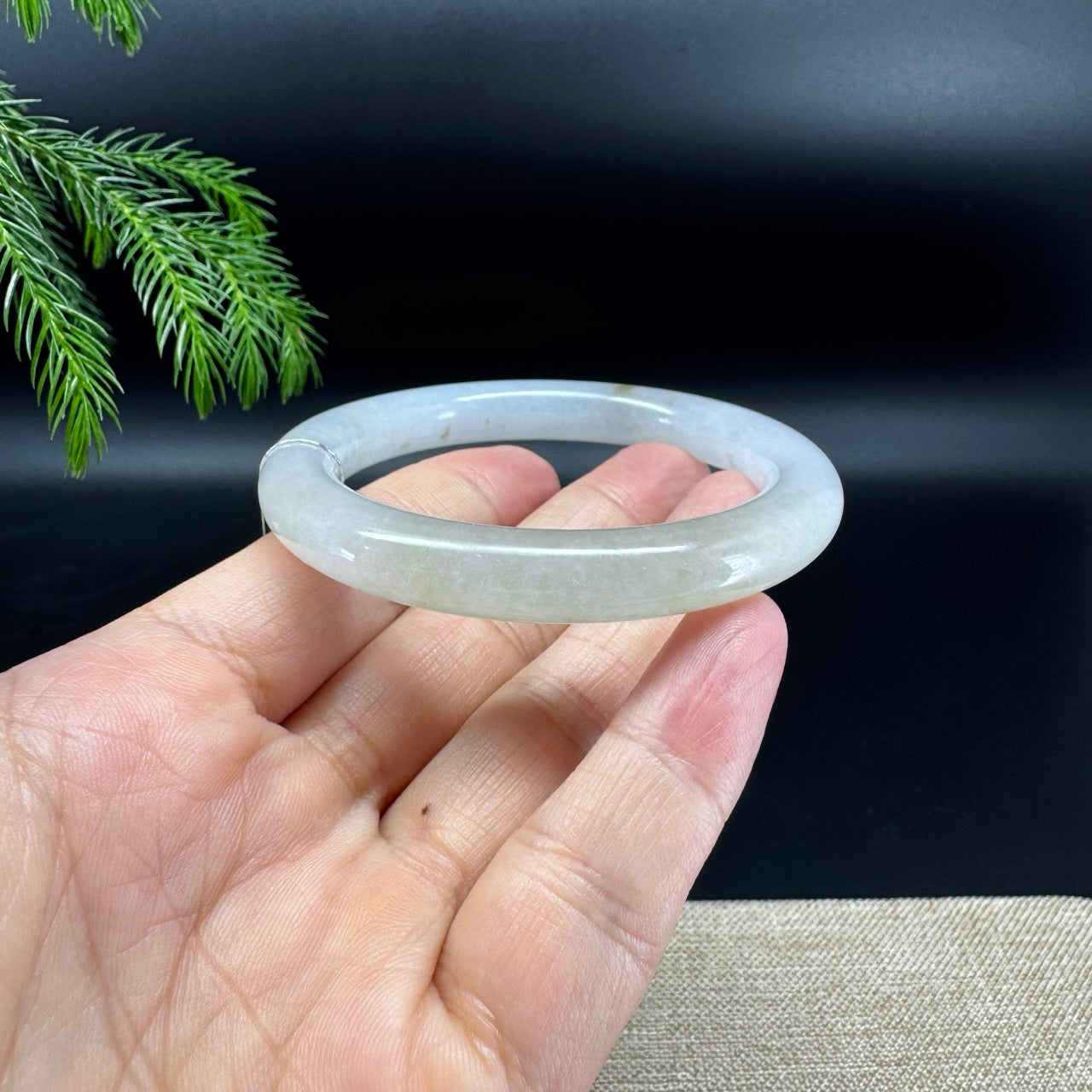 Genuine Burmese Icy Yellow Jade Jadeite Bangle Bracelet (52.7mm)