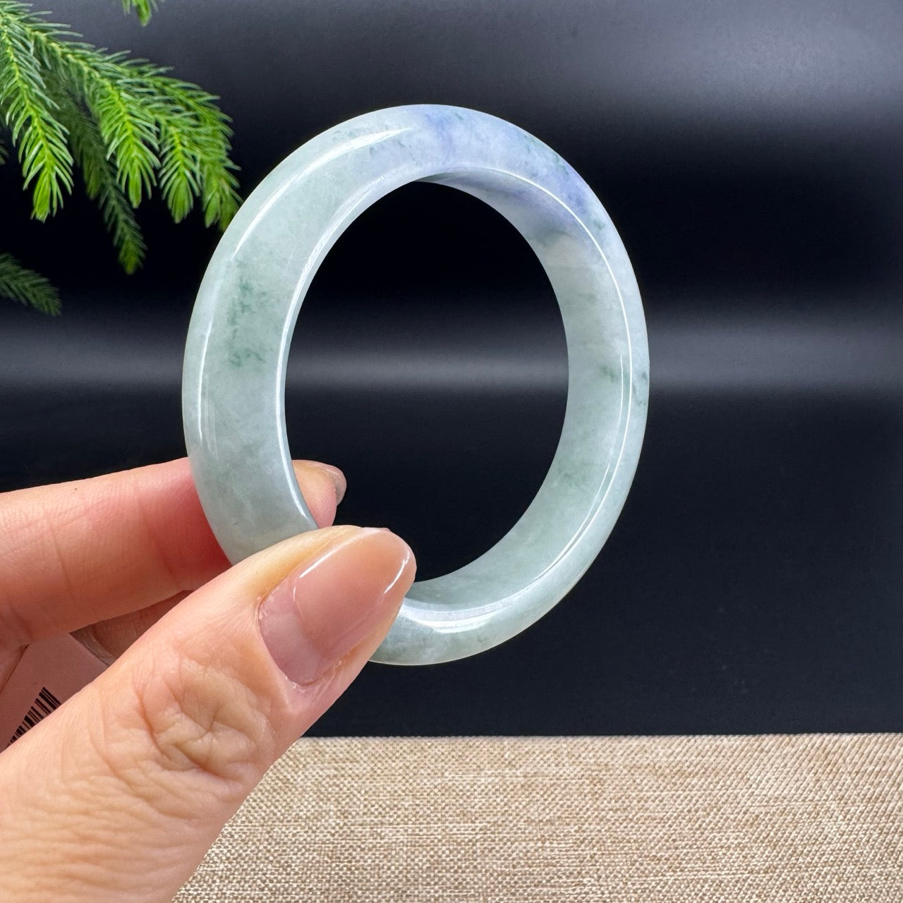 Genuine Burmese "Blueberry Garden"Jadeite Jade Bangle Bracelet (55.4mm)