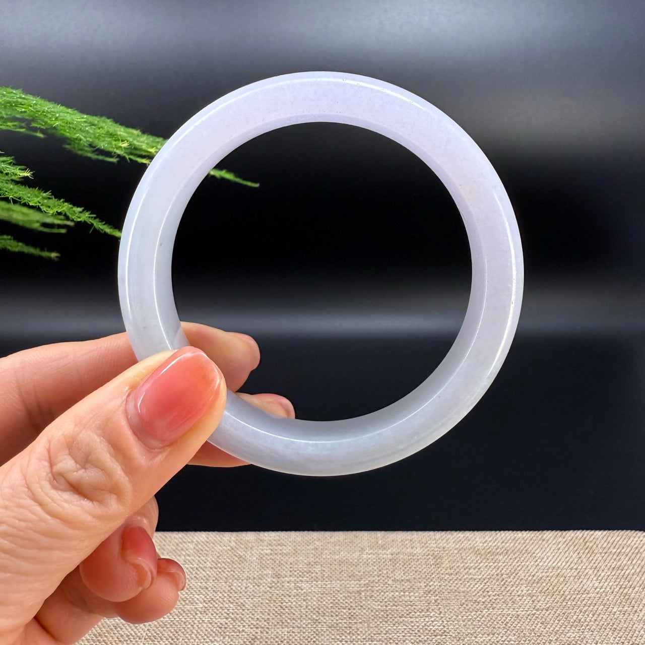Genuine Burmese Lavender Green Jade Jadeite Bangle Bracelet ( 54.2mm )