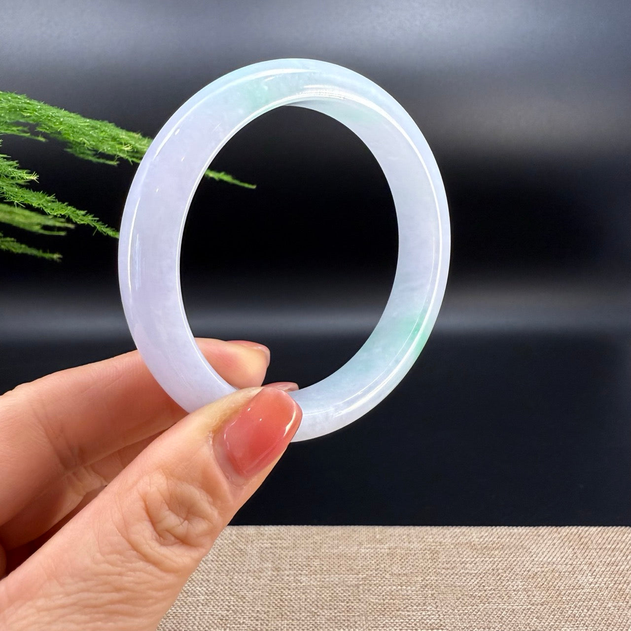 Genuine Burmese Icy Green Jadeite Jade Bangle Bracelet ( 59.8mm )