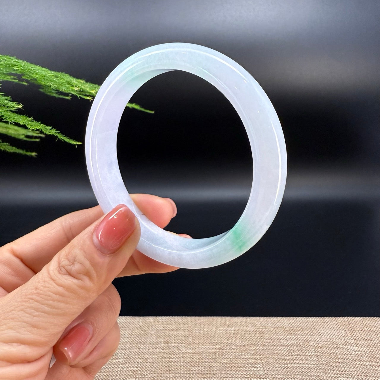 Genuine Burmese Icy Green Jadeite Jade Bangle Bracelet ( 59.8mm )