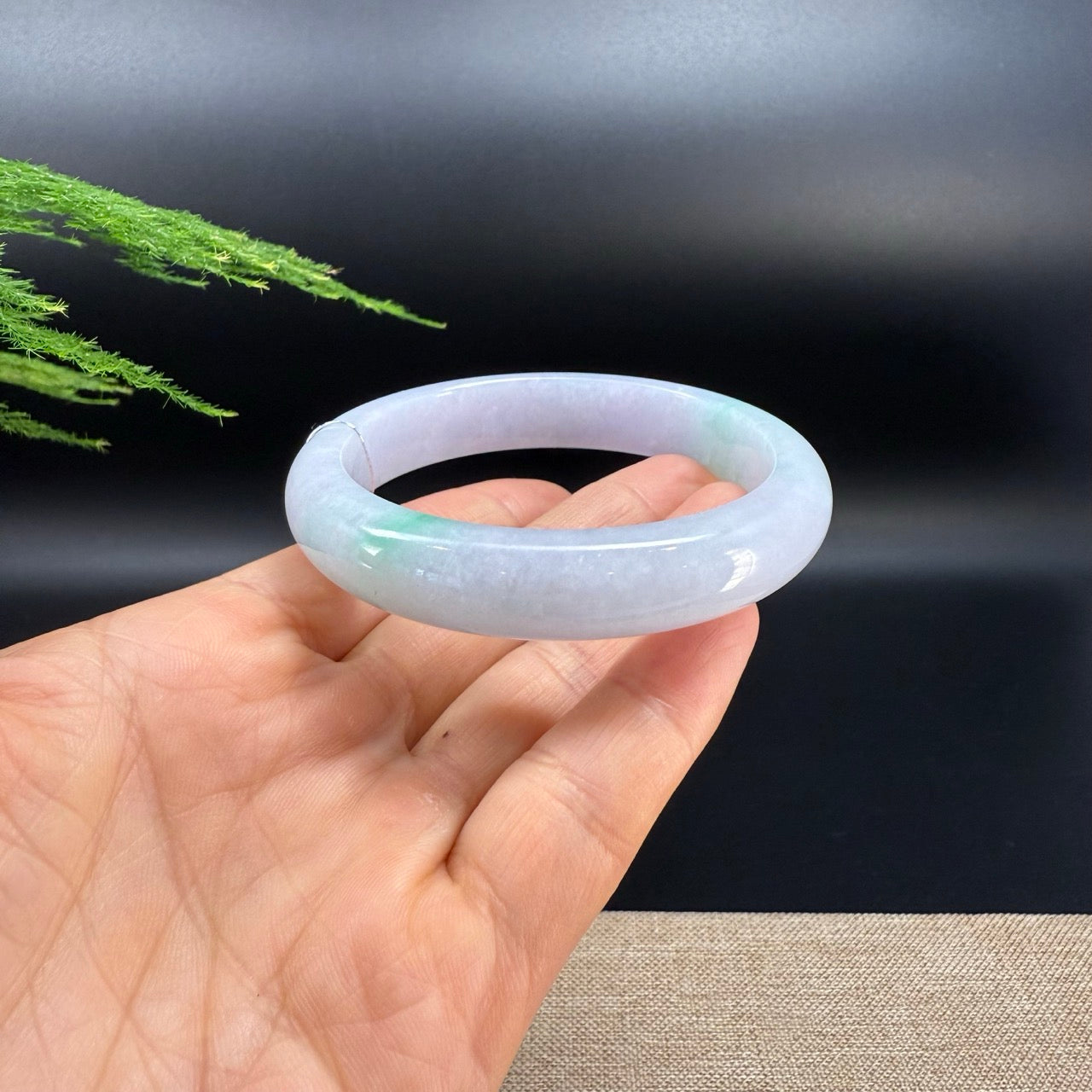 Genuine Burmese Icy Green Jadeite Jade Bangle Bracelet ( 59.8mm )