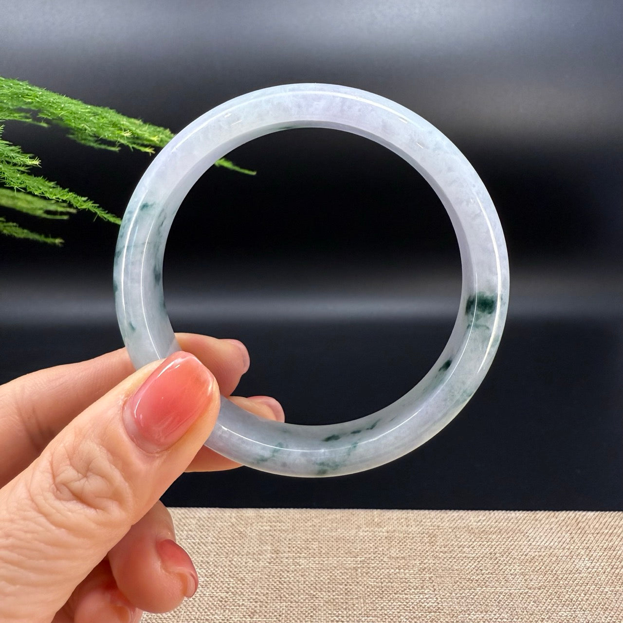 Genuine Burmese Lavender  Blue Jade Jadeite Bangle Bracelet ( 59.8mm )