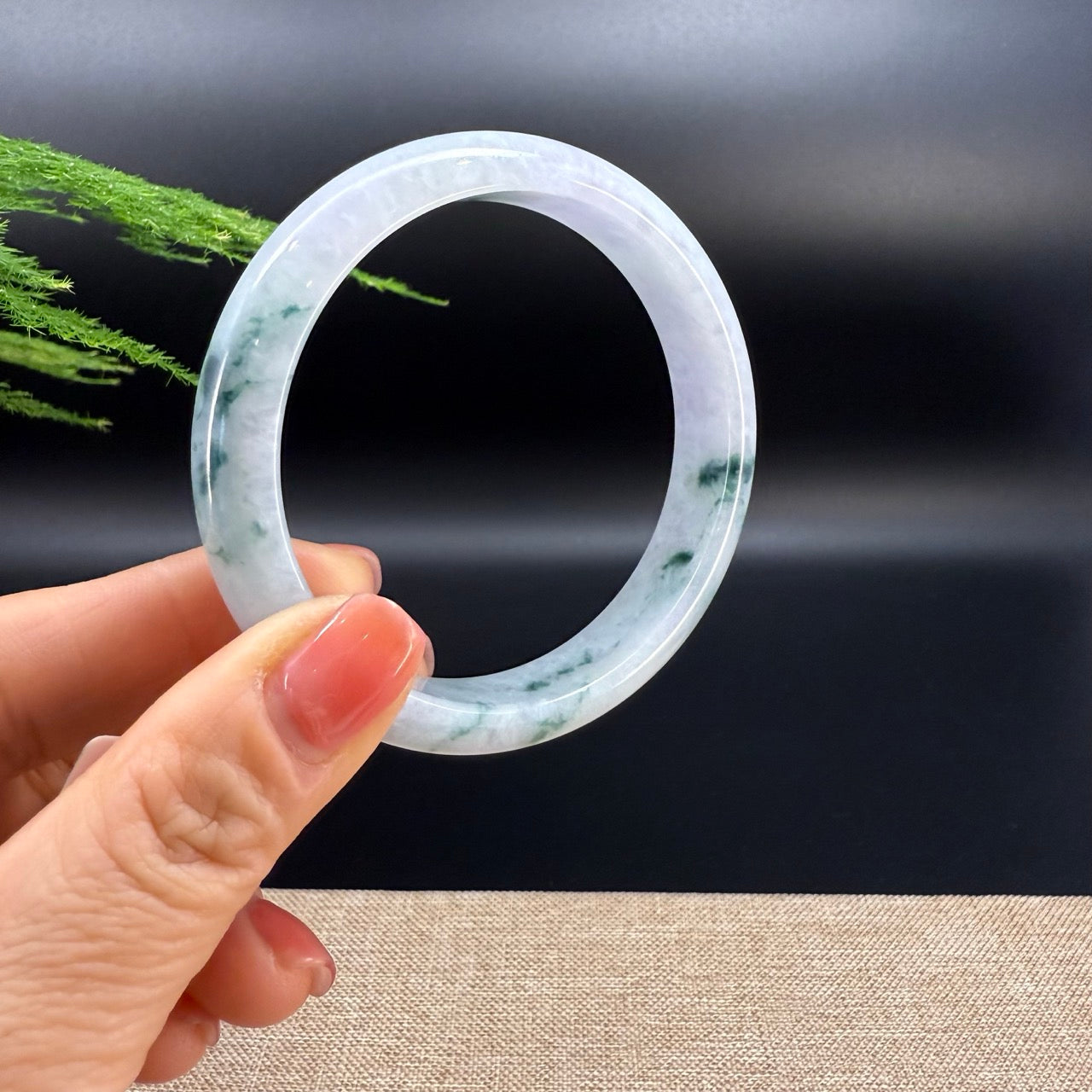 Genuine Burmese Lavender  Blue Jade Jadeite Bangle Bracelet ( 59.8mm )