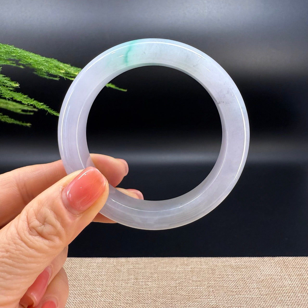 Genuine Burmese Icy Lavender Green Jade Jadeite Bangle Bracelet ( 55.2mm )