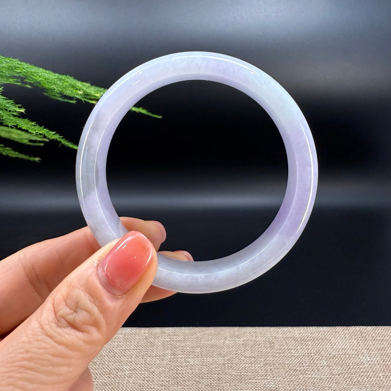 Genuine Burmese Lavender Green Jade Jadeite Bangle Bracelet ( 58.2mm )