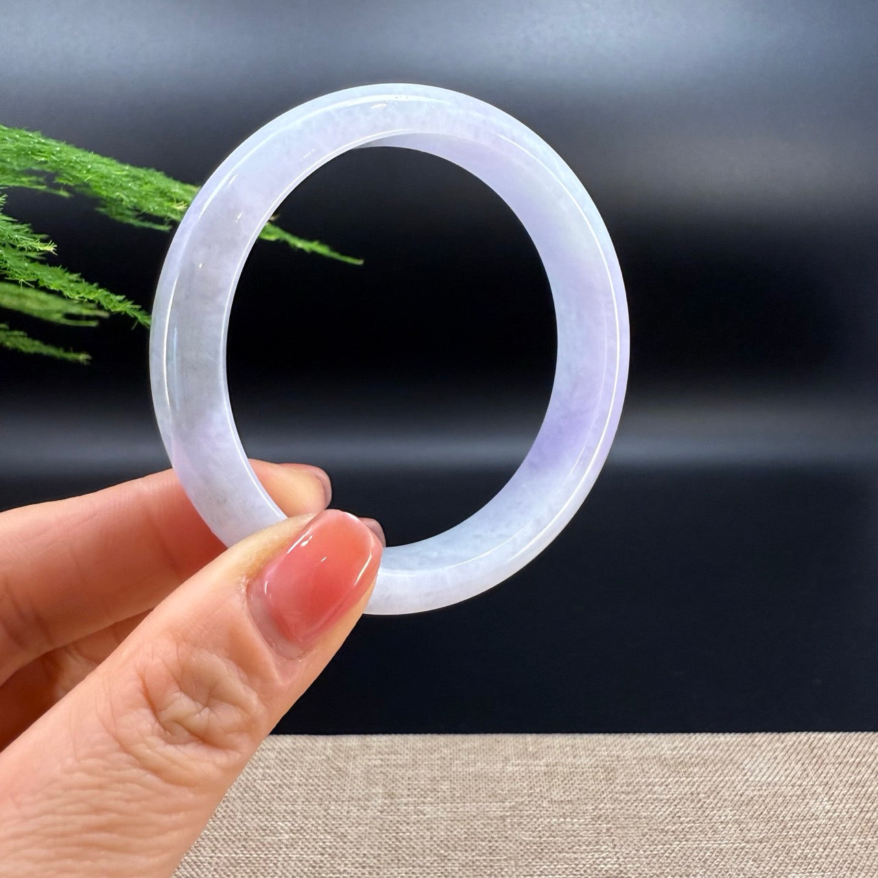 Genuine Burmese Lavender Green Jade Jadeite Bangle Bracelet ( 58.2mm )