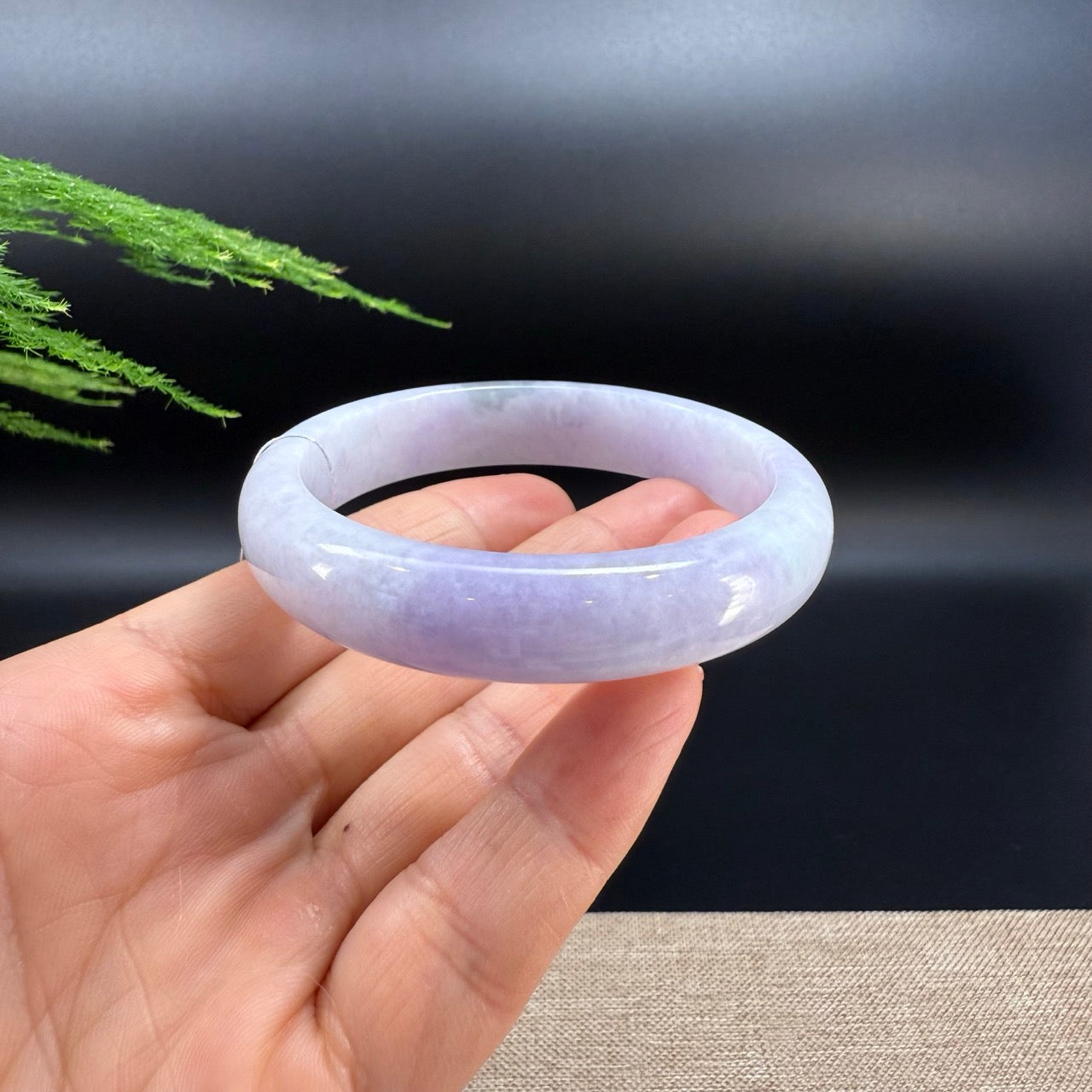 Genuine Burmese Lavender Green Jade Jadeite Bangle Bracelet ( 58.2mm )