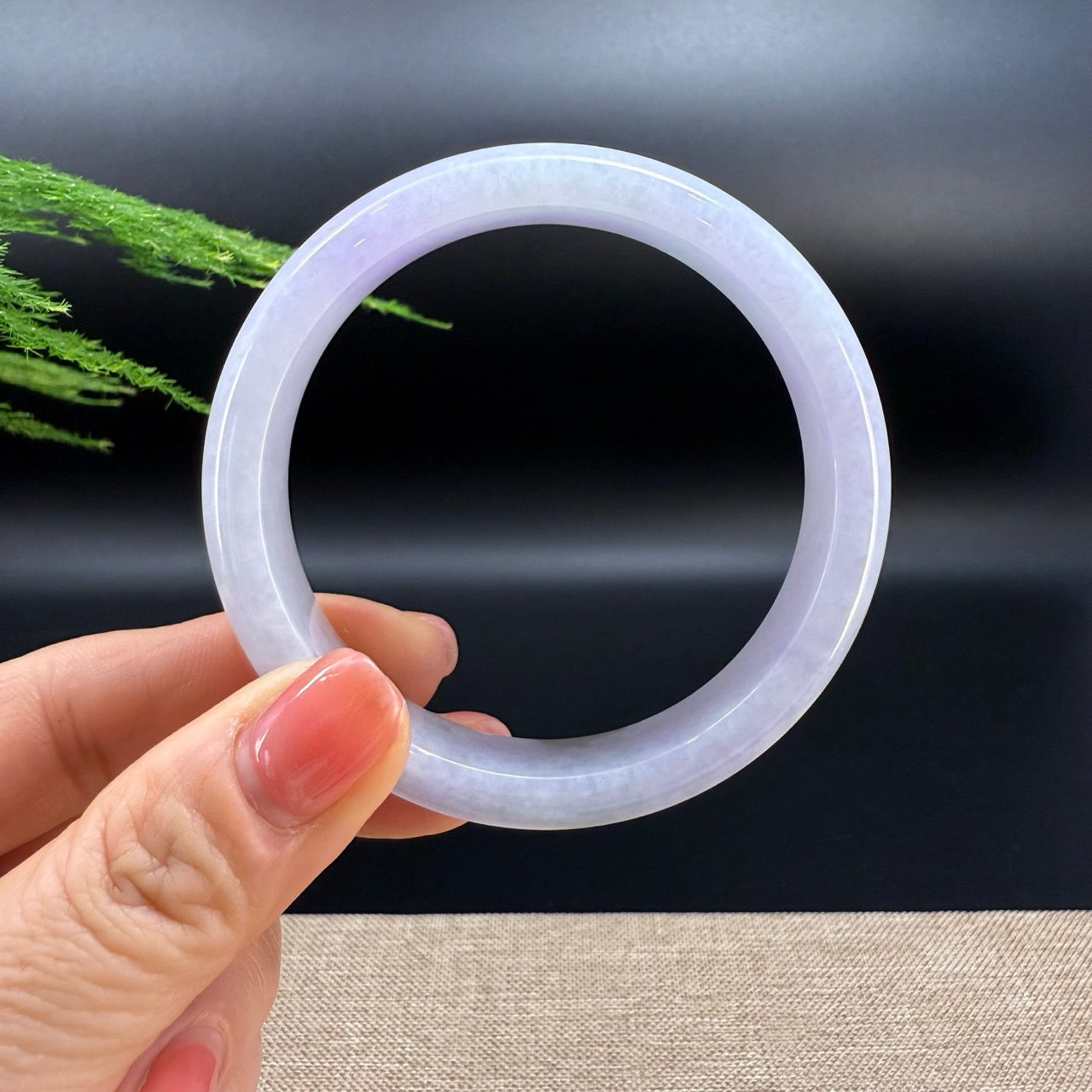 Genuine Burmese Lavender Green Jade Jadeite Bangle Bracelet ( 58.2mm )