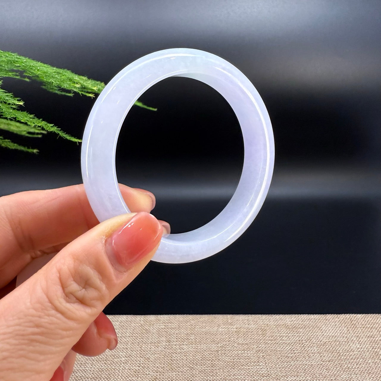 Genuine Burmese Lavender Green Jade Jadeite Bangle Bracelet ( 54.3mm )