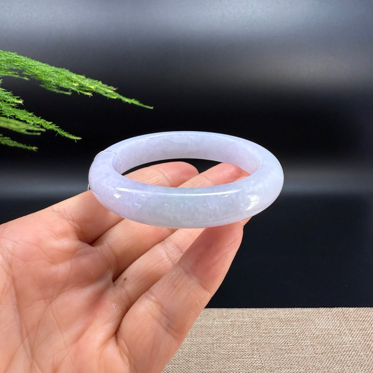 Genuine Burmese Lavender Green Jade Jadeite Bangle Bracelet ( 54.3mm )