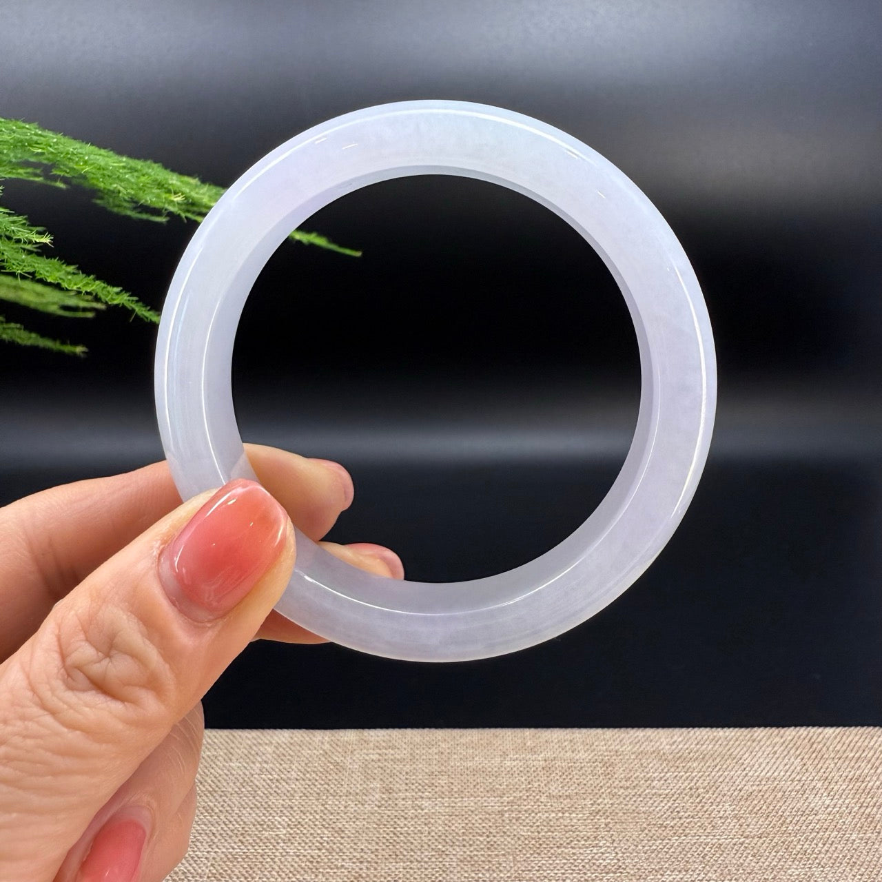 Genuine Burmese Lavender Green Jade Jadeite Bangle Bracelet ( 57.2mm )